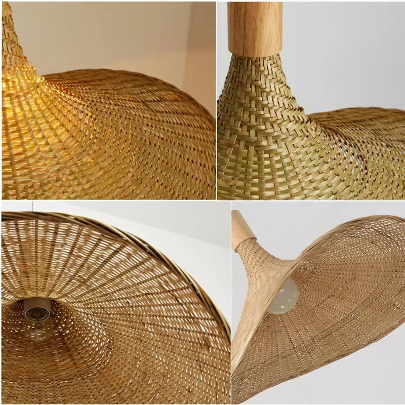 Handgefertigte Bambus-Rattan Hängeleuchte im Vintage-Stil